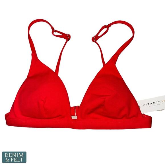 Vitamin A Red Bikini Set | BioSculpt Elena Bottom & Triangle Top Size Small NEW - Picture 2 of 7